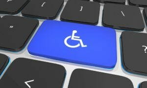 Wheelchair Disabled Person Symbol Disability Computer Keyboard Button Key 3d Illustration